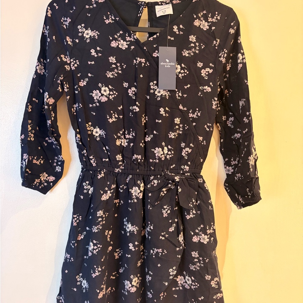 Abercrombie Kids Navy Dress with Pink Floral Pattern